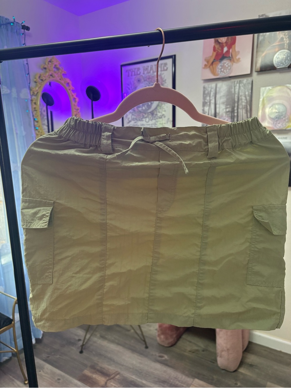 Girls Olive Cargo Skirt
